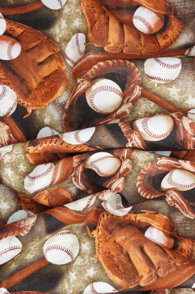 Baseball Fabric, Sports Packed Baseball by David Textiles Novelty ...