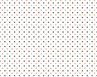 Halloween Swiss Dot Blender Fabric, Orange and Black Swiss Dots on White by Riley Blake Designs Quilting Cotton Fabric, C660-Halloween