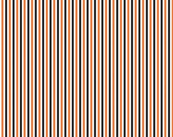 Halloween Stripe Fabric, 1/8" Black and Orange Stripe by Riley Blake Quilting Cotton Fabric