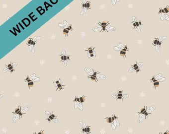 Wideback Bee Fabric, Honey Bees on Dark Cream Wide back 108" Lewis and Irene Quilting Cotton Fabric, Bee Quilt Backing, Continuous Yardage