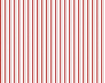 Tissu à rayures mélangées, motif Take Heart Stripe rouge sur blanc, par J Wecker Frisch pour Riley Blake, coton à patchwork C15389-RED