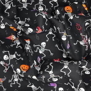 Dancing Halloween Skeletons Novelty Cotton Fabric by Fabric Traditions, Skeletons in Halloween Costumes image 6