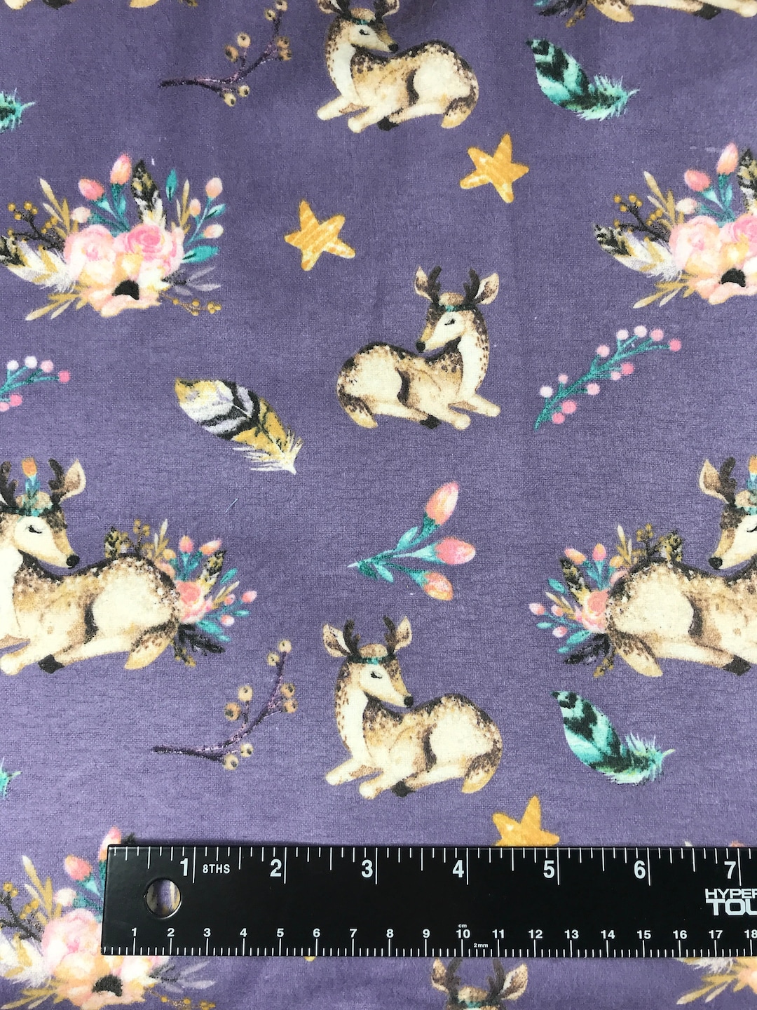 Boho Floral Fawns Lilac Snuggle Cotton Flannel Perfect for Swaddles or