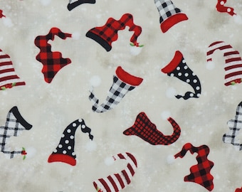 Gnome Antics Tossed Gnome Hats on light Taupe/Grey Scenic by Jennifer Pugh Wilmington Prints Christmas Quilting Cotton Fabric 82625-930