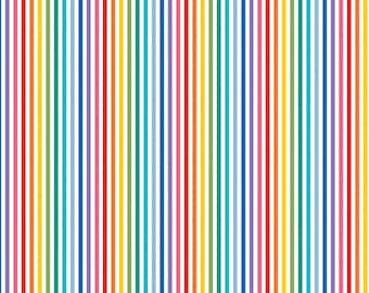 Rainbow Stripe Fabric, Rainbow 1/8" Stripe on White by Riley Blake Designs Quilting Cotton Fabric, C495-RAINBOW