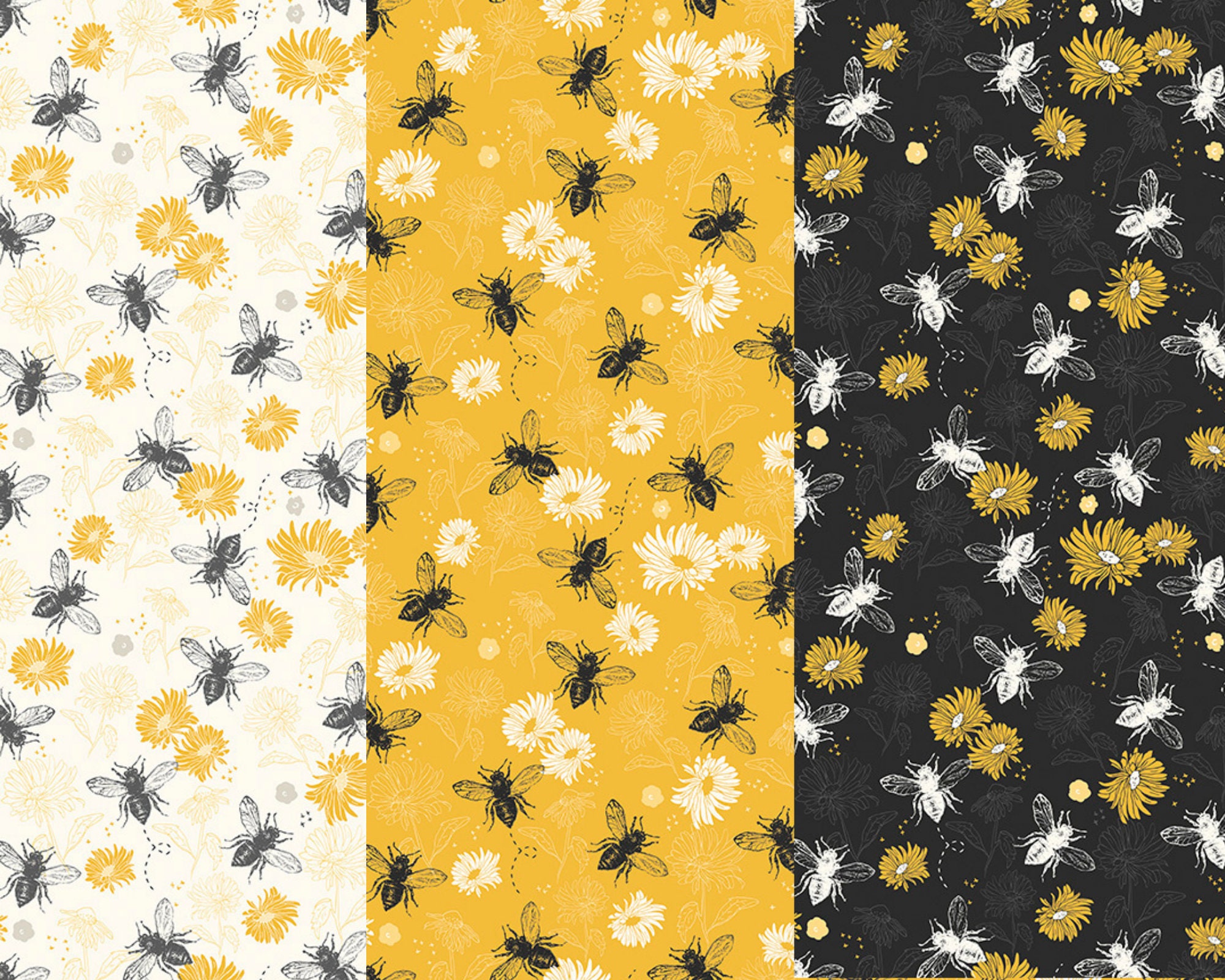 Cotton Canvas Yellow Bee Fabric