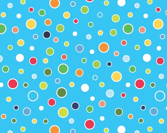 Glowing Dot Blender Fabric, Glowing Dots on Medium Turquoise by Kanvas Studio for Benartex Quilting Cotton, Rainforest Glow Blender