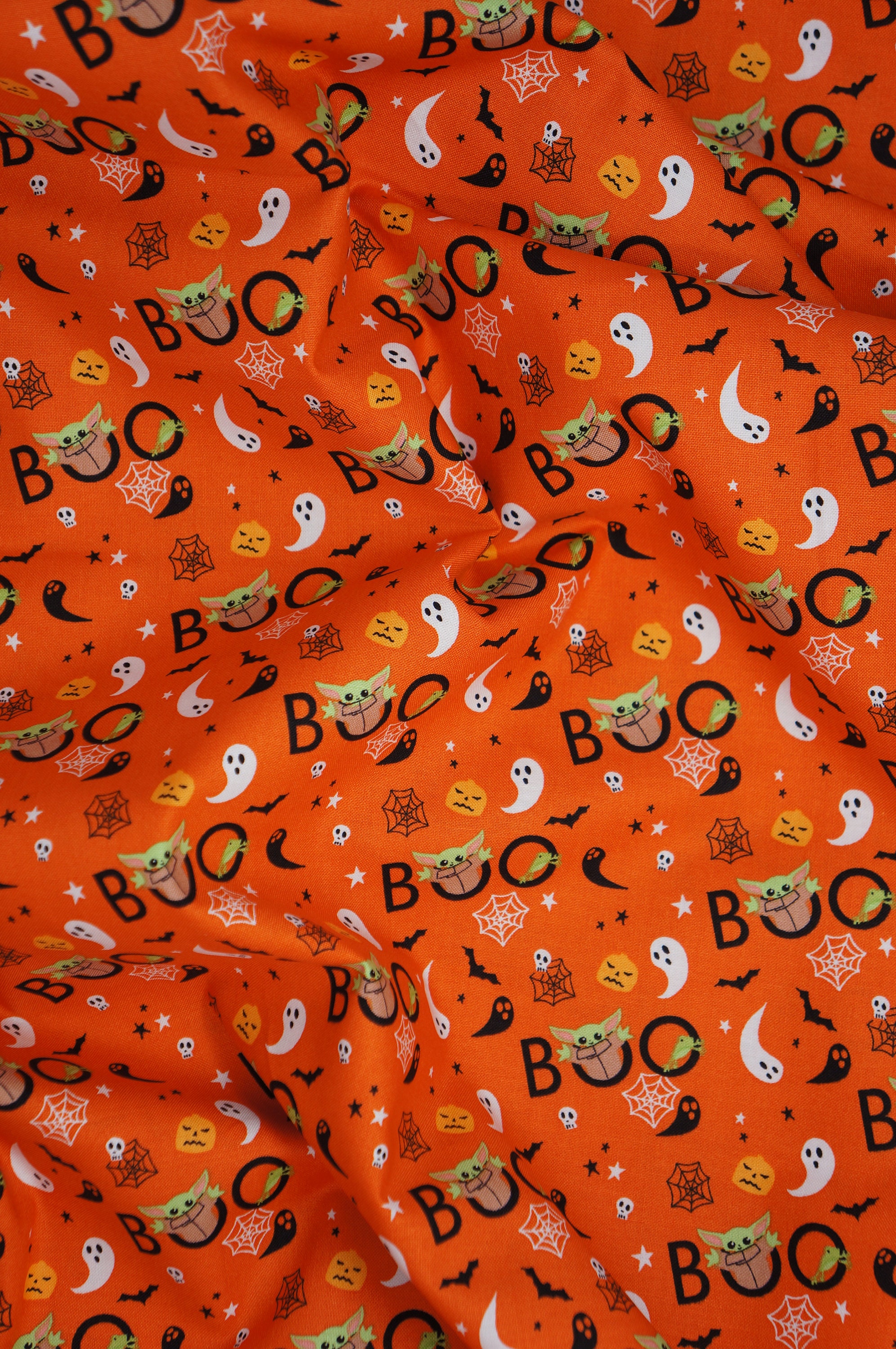 Baby Yoda Halloween Peekaboo Child on Orange Star Wars Licensed by