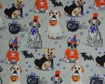 Dogs in Costumes Halloween Novelty Cotton Fabric, Dracula Dog, Ghost Dog, Costume Dog