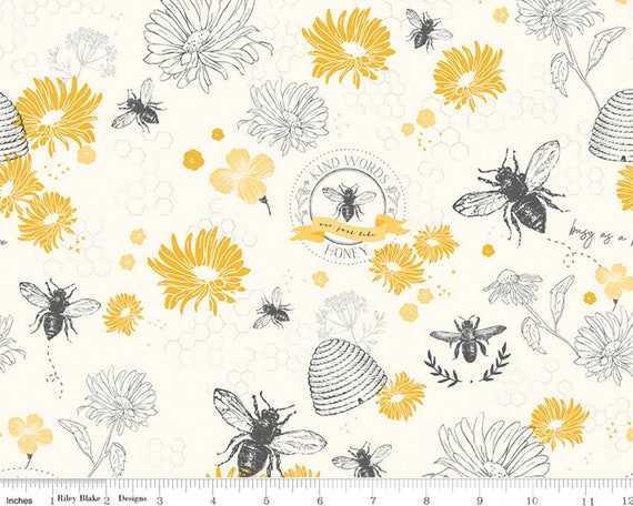 Buy Honey Bee Fabric, Riley Blake Quilting Cotton Fabric, Bee Kind, Busy as  a Bee Fabric, Queen Bee Fabric, Bee Hive Fabric, Floral Bee Fabric Online  in India 