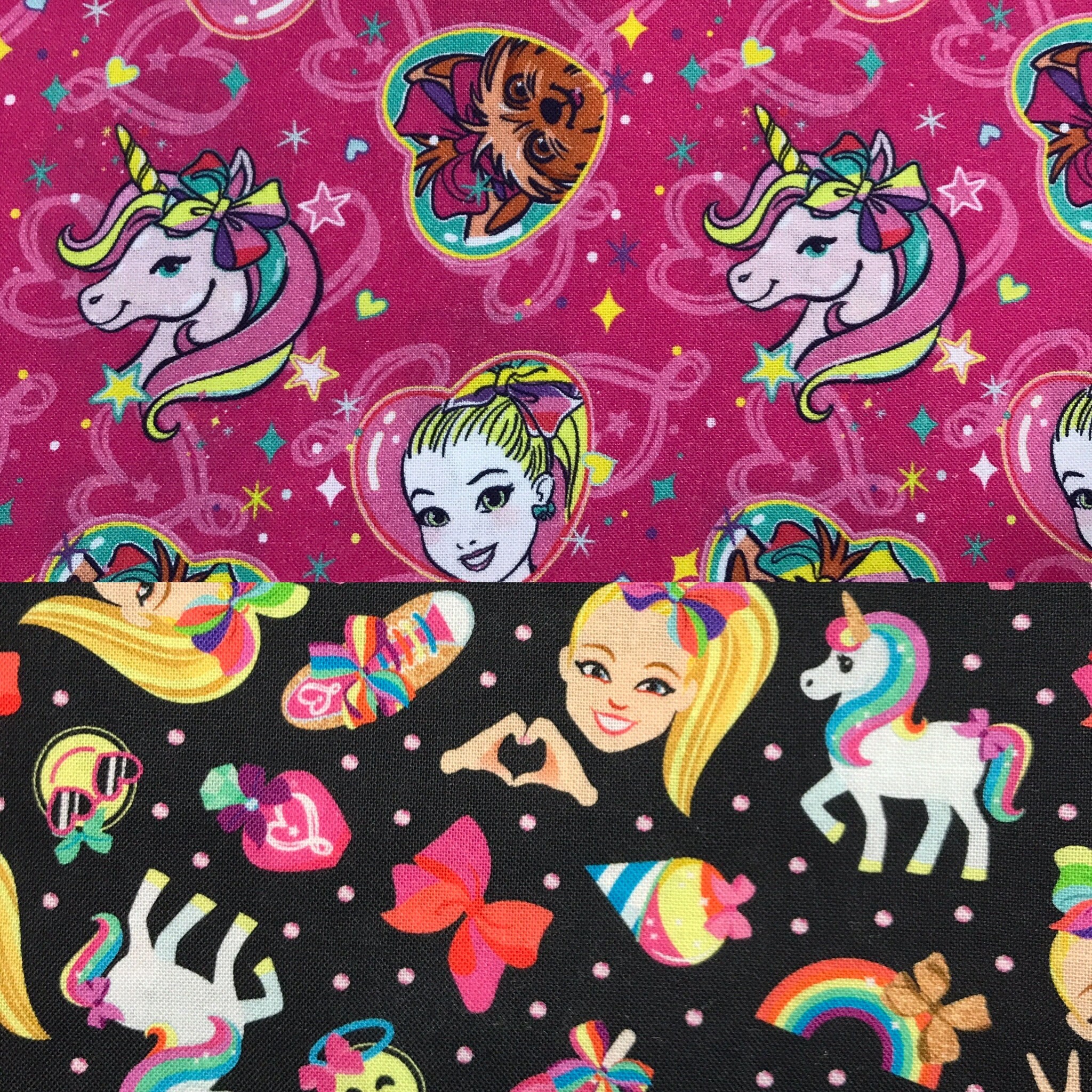 JoJo Siwa Licensed Quilt Cotton Fabric Pink & Black Designs *2* Patterns