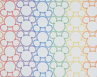 Disney Pride Mickey Rainbow Head Outline Licensed Novelty Cotton Fabric, Springs Creative