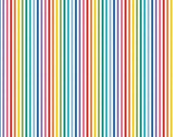 Rainbow Stripe Fabric, Rainbow 1/8" Stripe on White by Riley Blake Designs Quilting Cotton Fabric, C495-RAINBOW