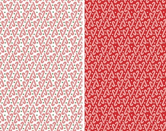 Candy Cane Fabric, Candy Canes on White or Red from the The Magic Of Christmas by Lori Whitlock Riley Blake Quilting Cotton Fabric