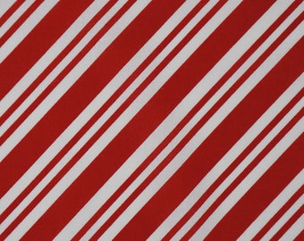 Red Bias Stripe, Candy Cane Stripes Christmas Cotton Novelty Fabric, Peppermint Stripe Fabric, Big Stripe 1/2"