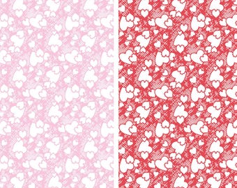 Heart Fabric, Sugar and Spice Heartthrob Pink or Red by Riley Blake Quilting Cotton Fabric, Valentine Heart Fabric, C11412
