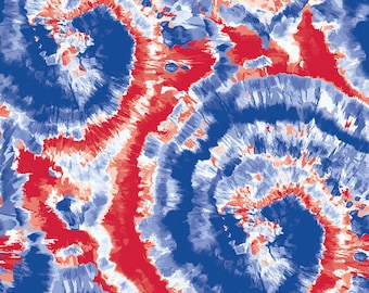 Patriotic Fabric, Patriotic Tie Dye Americana by Riley Blake Quilting Cotton Fabric, Red White and Blue Tie Dye Digital Print