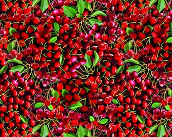 Cherry Fabric, Packed Red Cherries Cherry Hill by Benartex Kanvas Studio Quilting Cotton Fabric 14315B-10