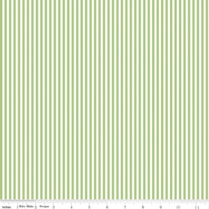 Green Stripe Fabric, Green 1/8" Stripes on White by Riley Blake Designs Quilting Cotton Fabric, St Patricks Day Stripe Fabric C495 GREEN