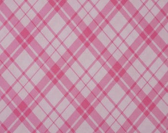 Pink Plaid Fabric, Valentine's Day Pink Plaid Fabric, Sunshine Days Pink Plaid by Nicole DeCamp for Benartex Quilting Cotton Fabric 14331-21