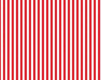 Patriotic Stripe Fabric, 1/4" Stripe Red and White Riley Blake Quilting Cotton Fabric, Red and White Stripes Fabric