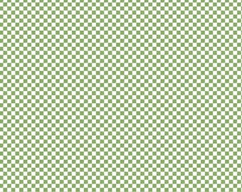 Green Checkered Fabric, Green & White 1/4" Checkered from Check Please by Riley Blake Designs Quilting Cotton Fabric C820-GREEN