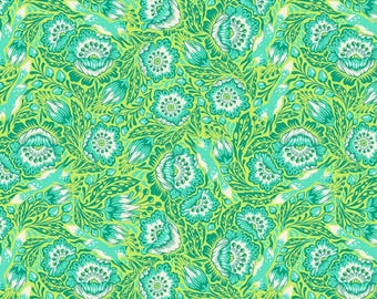 Out Foxed on Green Tiny Beasts by Tula Pink for Free Spirit Quilting Cotton Fabric PWTP184.GLOW