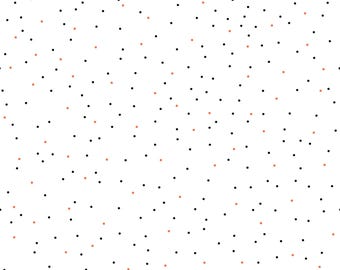 Halloween Dot Blender Fabric, Orange and Black Pin Dots on White by Riley Blake Designs Quilting Cotton Fabric, C705-Halloween