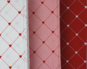 Valentine Heart Fabric, Take Heart Cross on White, Pink or Red by J. Wecker Frisch for Riley Blake Quilting Cotton Fabric, C15390