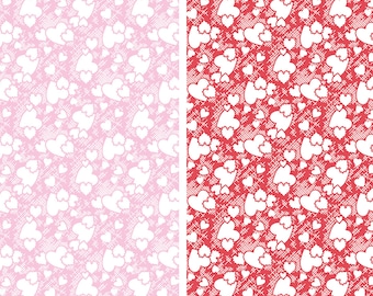 Heart Fabric, Sugar and Spice Heartthrob Pink or Red by Riley Blake Quilting Cotton Fabric, Valentine Heart Fabric, C11412