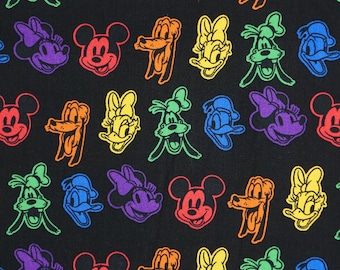 Disney Pride Mickey and Friends on Black Disney Licensed Cotton Fabric