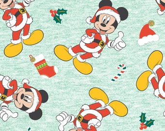 Mickey Christmas Fabric, Mickey Mouse Santa Toss Disney Licensed by Springs Creative Novelty Cotton Fabric