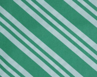 Green Bias Stripe, Candy Cane Stipes Christmas Cotton Novelty Fabric