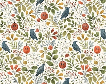 Trick or Treat Foliage on Cream by Lisa Audit for Riley Blake Quilting Cotton Fabric CD15961-CREAM