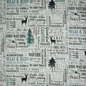 Lake House Fabric, Lake House Words by Timeless Treasures Quilting Cotton Fabric, Camping Fabric, Lake Life Fabric, At the Lake Fabric