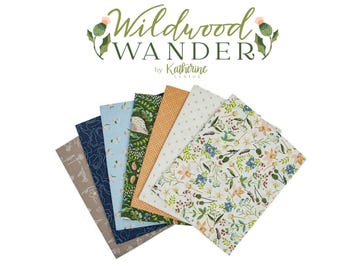 Wildflower Quilting Cotton Bundle, Wildwood Wander Bundle Cream, 7 pieces, Riley Blake Quilting Cotton Fabric, Thistle Fabric, Owl Fabric