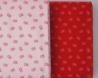 Valentine Fabric, XO on Red or Pink from the Sweetheart Collection by My Mind's Eye for Riley Blake Designs Quilting Cotton Fabric C15504