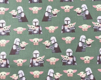 Baby Yoda Star Wars Mandalorian He Comes with Me by Camelot Fabrics Licensed Cotton Fabric