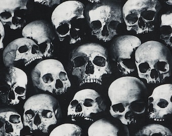 Skull Fabric, Packed Skulls on Black from the Wicked Collection by Timeless Treasures Quilting Cotton Fabric, Digitally Printed CD2766-SKULL