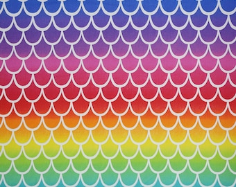 Mermaid Fabric, Rainbow Mermaid Scale by Fabric Traditions Novelty Cotton Fabric, Rainbow Mermaid Fabric