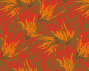 Mushroom Fabric, Fungi - Olive Green Forage by Martha Negley for Free Spirit Quilting Cotton Fabric PWMN072.OLIVE