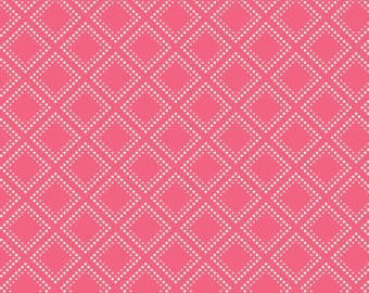 Valentine Blender Fabric, Valentines Day Pink Bias Grid Fabric, Adel in Summer Grid in Berry Pink by Riley Blake Quilting Cotton Fabric