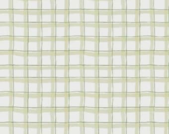 Plaid Blender Fabric, Mushroom Plaid Green on White by Susan Winget for Springs Creative Novelty Cotton Fabric 81448-647028