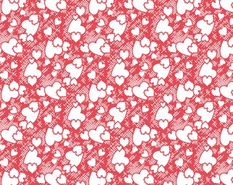 Heart Fabric, Sugar and Spice Heartthrob Red by Riley Blake Quilting Cotton Fabric, Valentine Heart Fabric, C11412