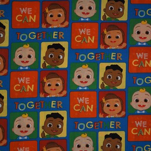 Cocomelon Fabric, Together Block Kids Licensed by David Textiles, Inc Novelty Cotton Fabric, JJ Fabric, Cody and Nina Cocomelon, imagem 4