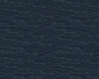 Dark Blue Water Fabric, Dark Blue Water Gone Fishing Collection by Holly Thomas Stein for Wilmington Prints Quilting Cotton Fabric 21767-449