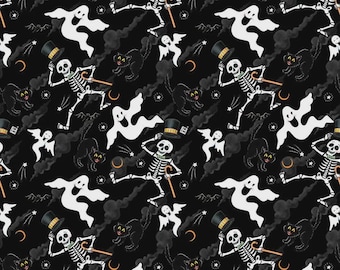 Halloween Scary Sky on Black Spooky Cute Halloween by Mary Engelbreit for FreeSpirit Halloween Quilting Cotton PWMY003.BLACK