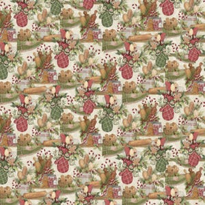 Christmas Baking Fabric, Gingerbread Kitchen by Susan Winget for Springs Creative Christmas Novelty Cotton Fabric, Holiday Cooking Fabric