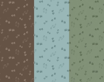 Cabin Blender Fabric, Lost in the Woods Tracks on Brown, Blue or Sage by Tara Reed Riley Blake Designs Quilting Cotton Fabric C15124