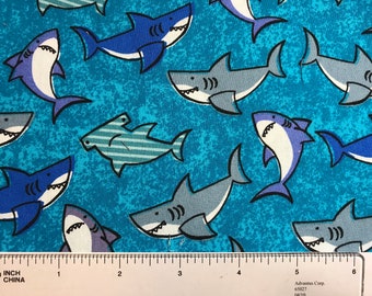 Packed Shark Novelty Cotton Fabric